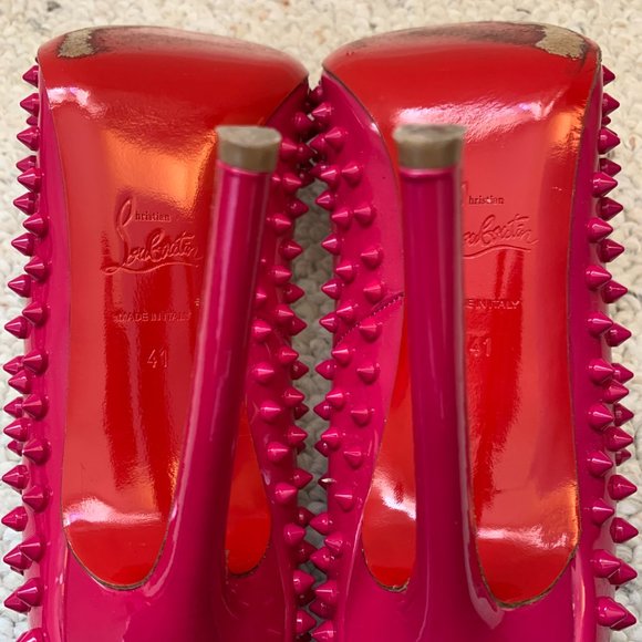 Christian Louboutin Pigalle Spikes 120 Patent Pink Grenadine Sz 41 EU / 11 US - Picture 15 of 16